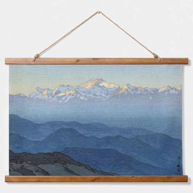Tapiz Con Marco De Madera Kangchenjunga, Hiroshi Yoshida Woodcut (Anverso )