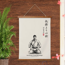 Tapiz Con Marco De Madera Karate 5th Precept  - Mentality Over Technique