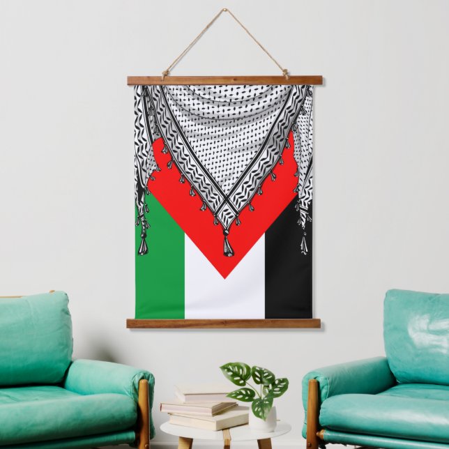 Tapiz Con Marco De Madera Keffiyeh palestino Scarf tejido tradicional (Sala de estar)