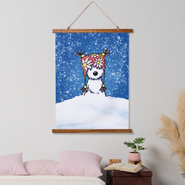 Tapiz Con Marco De Madera KiniArt Westie de invierno (Dormitorio)