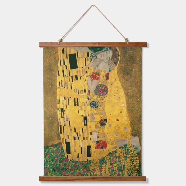 Tapiz Con Marco De Madera Klimt // La pintura de besos (Anverso)