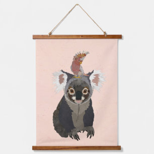 TAPIZ CON MARCO DE MADERA KOALA Y CACATÚA