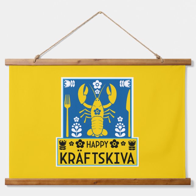 Tapiz Con Marco De Madera Kräftskiva - Fiesta sueco de langostas (Anverso )