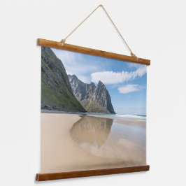 Tapiz Con Marco De Madera Kvalvika Lofoten Noruega