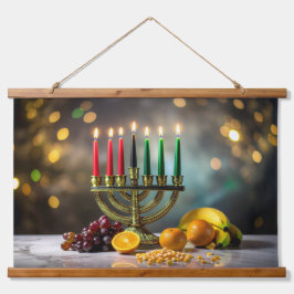 TAPIZ CON MARCO DE MADERA KWANZAA - KINARA - 