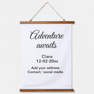 Tapiz Con Marco De Madera La aventura comienza a añadir nombre fecha año lug