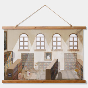 Tapiz Con Marco De Madera La Biblioteca Embrujada