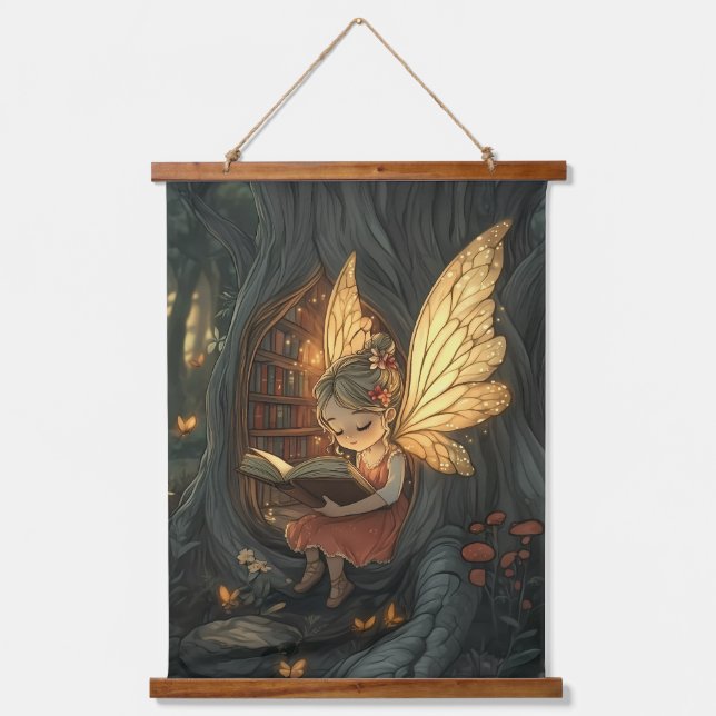Tapiz Con Marco De Madera La biblioteca encantada del bosque (Anverso)