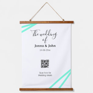 Tapiz Con Marco De Madera La boda del código QR del detalle del escaneo del