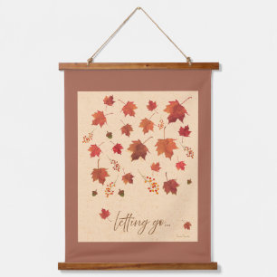 Tapiz Con Marco De Madera La caída del otoño deja una acuarela Inspiradora