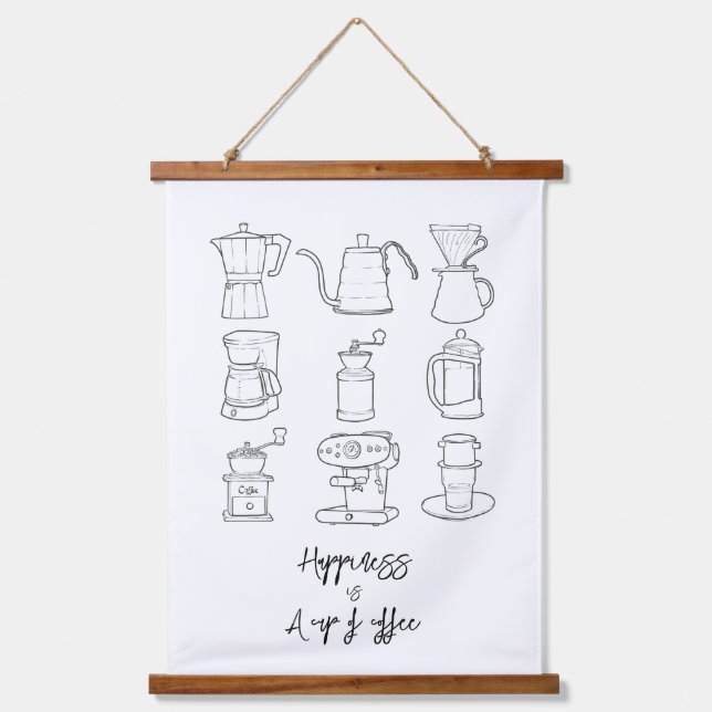 Tapiz Con Marco De Madera La felicidad es un café (Anverso)