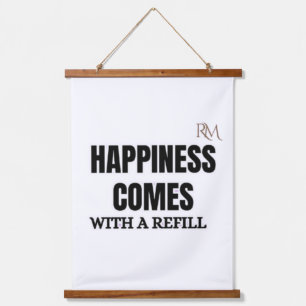 Tapiz Con Marco De Madera La Felicidad Viene Con un Recambio Diseño Divertid