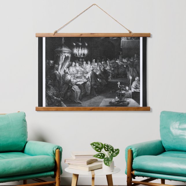 Tapiz Con Marco De Madera La fiesta de Belshazzar del grabador Jan Muller (Sala de estar)