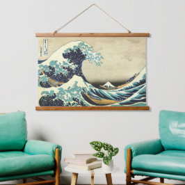 Tapiz Con Marco De Madera La gran ola del Kanagawa Katsushika Hokusai