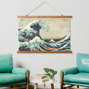 Tapiz Con Marco De Madera La gran ola frente a Kanagawa Katsushika Hokusai