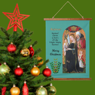 Tapiz Con Marco De Madera La Madonna en espera con San José