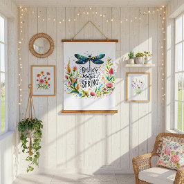 Tapiz Con Marco De Madera La magia de las flores de primavera