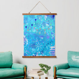 Tapiz Con Marco De Madera La máquina de burbujas: arte abstracto azul