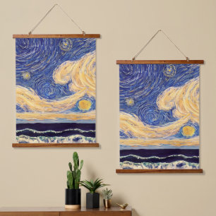 Tapiz Con Marco De Madera La noche estrellada