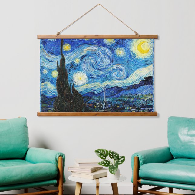 Tapiz Con Marco De Madera La noche estrellada de Vincent Van Gogh (Sala de estar)