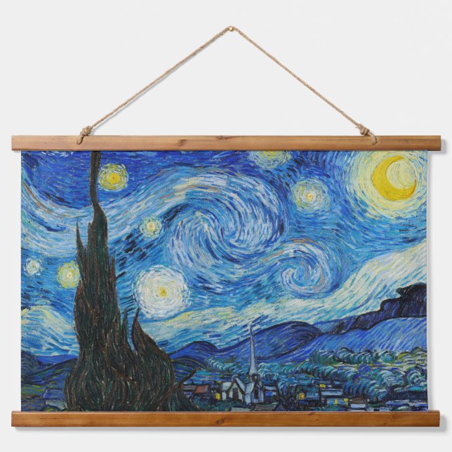 Tapiz Con Marco De Madera La noche estrellada de Vincent Van Gogh (1889) (Anverso )