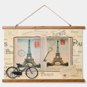 Tapiz Con Marco De Madera La Torre Eiffel de París y la Bicicleta