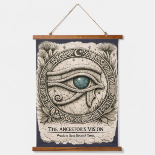 Tapiz Con Marco De Madera La Visión del Ancestro Ojo de Horus