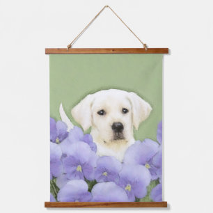 Tapiz Con Marco De Madera Labrador Recuperador Pintura de Cachorro Original 
