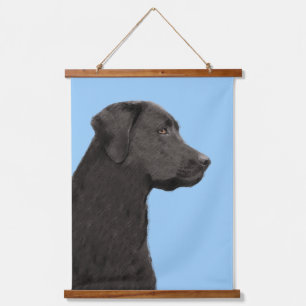 Tapiz Con Marco De Madera Labrador recuperador pintura negra original de per