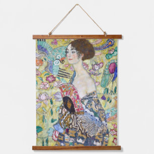 Tapiz Con Marco De Madera Lady con un fanático, Gustav Klimt