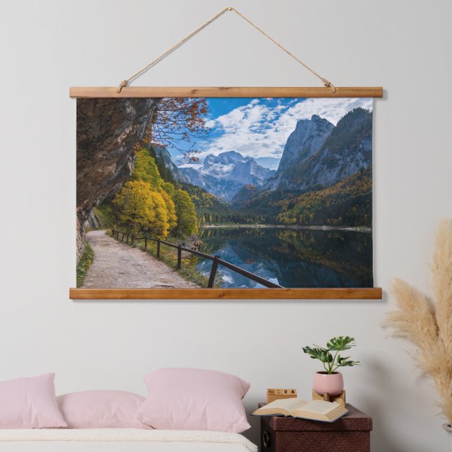 Tapiz Con Marco De Madera Lago alpino Gosauseen Austria (Dormitorio)