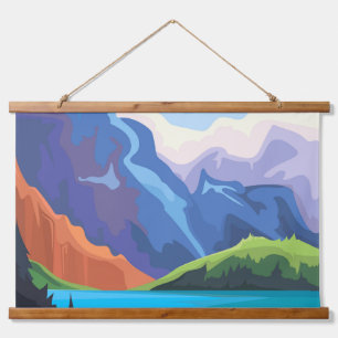 Tapiz Con Marco De Madera Lago azul