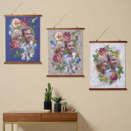 Tapiz Con Marco De Madera Las acuarelas florales de la era victoriana colgan