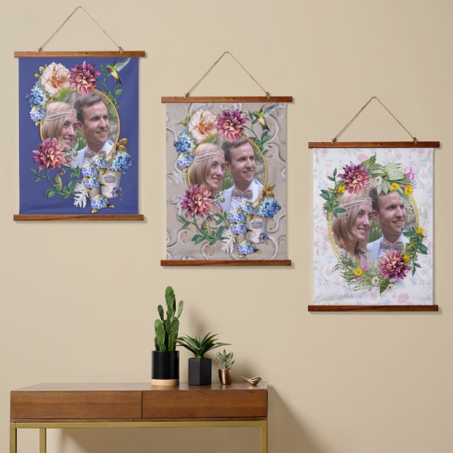 Tapiz Con Marco De Madera Las acuarelas florales de la era victoriana colgan (Asimétrico)