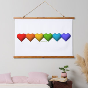 Tapiz Con Marco De Madera Las glifos de formas de corazón 3D brillantes de S