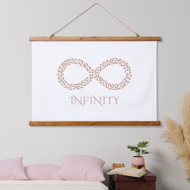 Tapiz Con Marco De Madera Leaf Infinity Symbol Wall Hanging (Dormitorio)