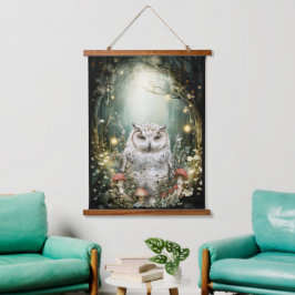 Tapiz Con Marco De Madera Lechuza boscosa encantada