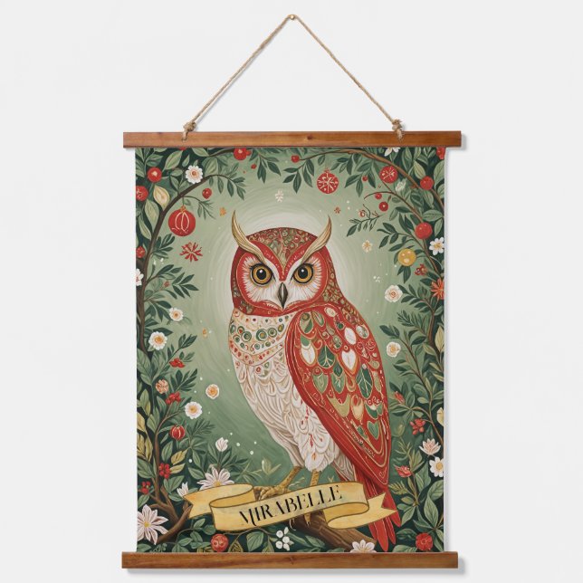 Tapiz Con Marco De Madera Lechuza Festiva Personalizada (Anverso)