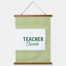 Tapiz Con Marco De Madera Lemon green white stripes teacher professor name c