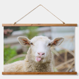 Tapiz Con Marco De Madera Lengua de presentación de las ovejas