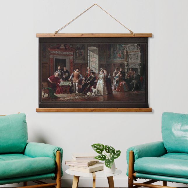 Tapiz Con Marco De Madera Leonardo da Cutro y Ruy Lopez juegan ajedrez (Sala de estar)