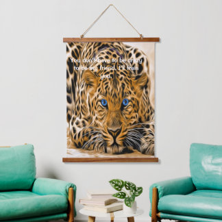 Tapiz Con Marco De Madera Leopardo de ojos azules