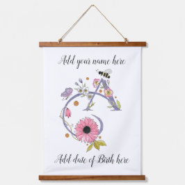 Tapiz Con Marco De Madera Letra A decorada por personalizable