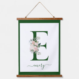 Tapiz Con Marco De Madera Letra C Floral Monograma