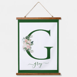 Tapiz Con Marco De Madera Letra G floral monograma
