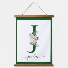Tapiz Con Marco De Madera Letra J Floral Monograma