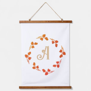 Tapiz Con Marco De Madera Letra rusográfica retro berry inicial