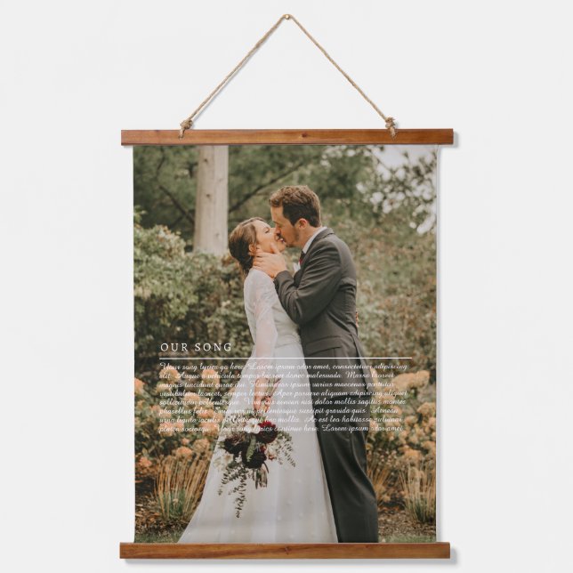 Tapiz Con Marco De Madera Letras de nuestra canción Boda (Anverso)