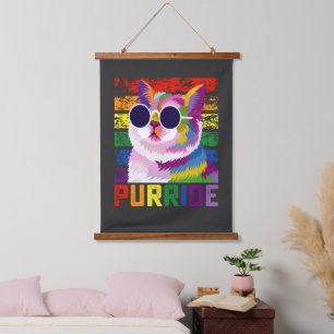 Tapiz Con Marco De Madera LGBT Tie Dye Orgullo Gato Purride Gay Arcoíris Ret