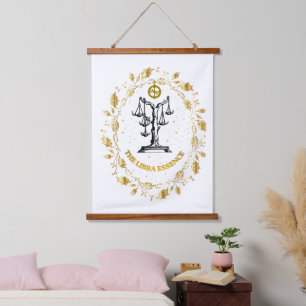 Tapiz Con Marco De Madera Libra Zodiaco Lujo Estética Estrellas Arte
